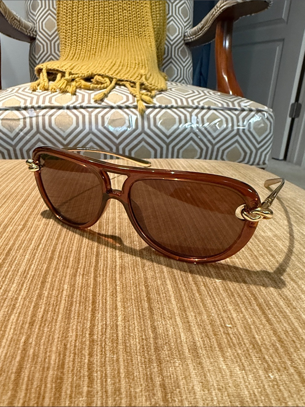 Bottega Veneta Brown Gradient Sunglasses with Gold Hardware